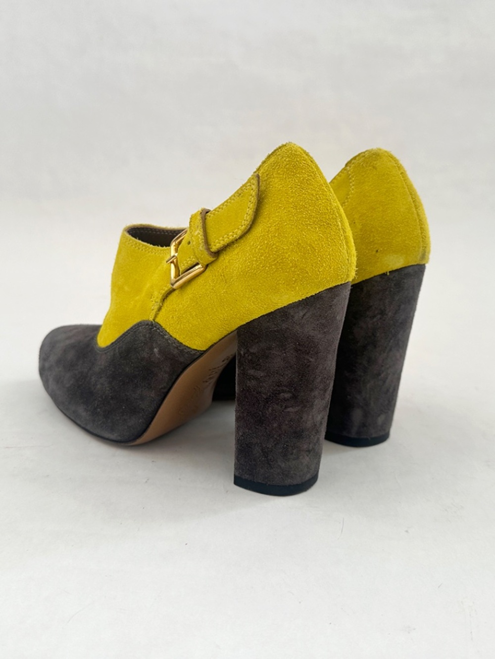 Marni vintage colorblocked yellow suede heels ankle boots 36 6 - Picture 5 of 10